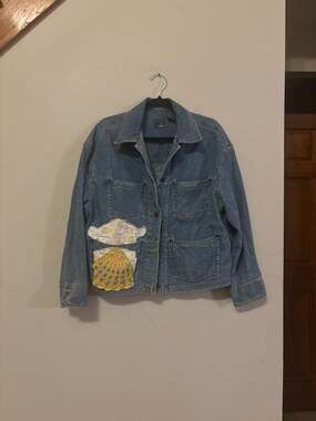 Lizwear Vintage Custom Rabbit & Strawberry Patch Denim Jacket Size M
